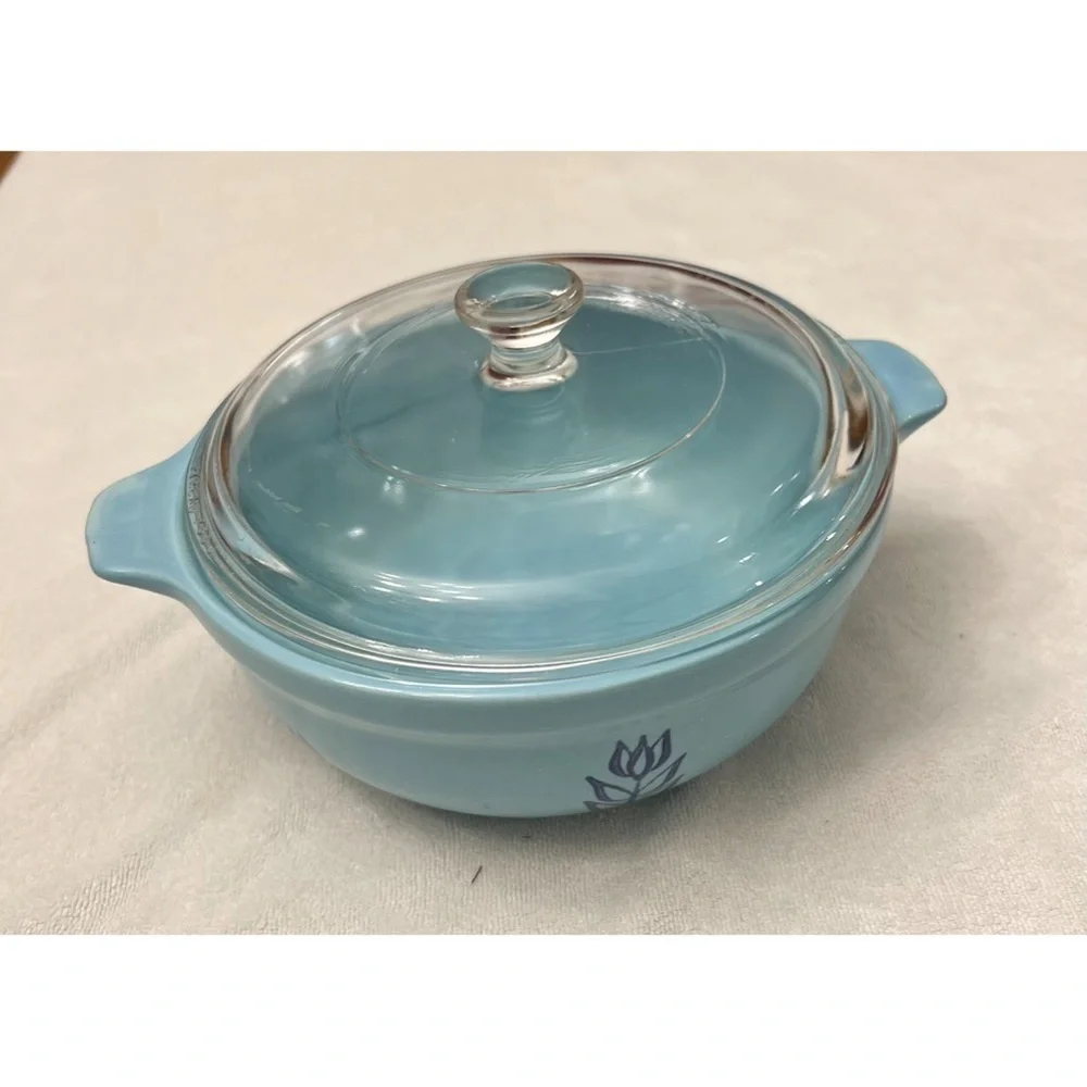 Vintage Tulip Blue by Cronin Pottery Ceramic Bake Oven Pot